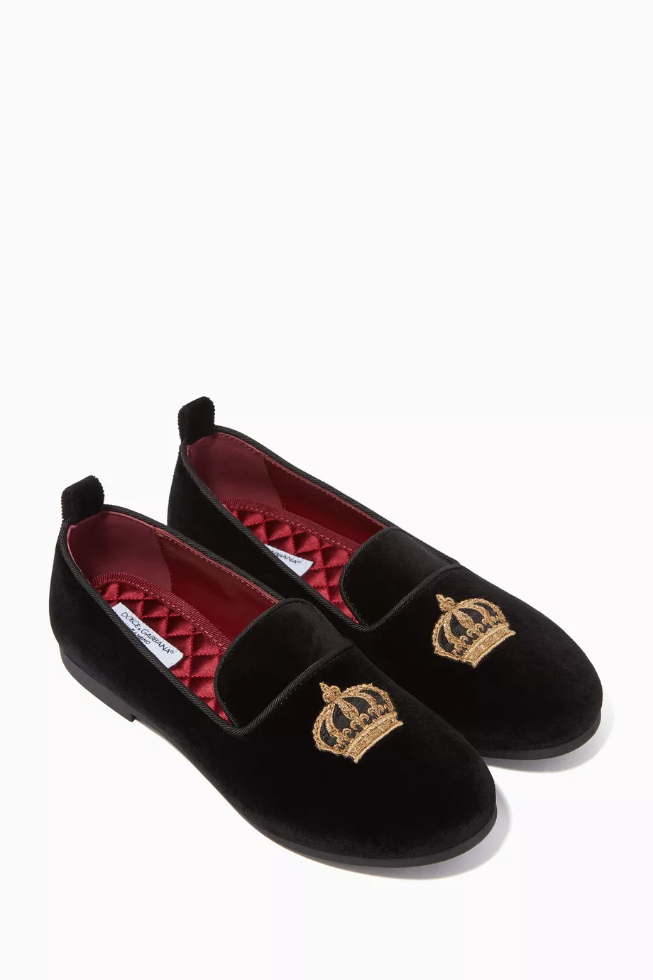 Buy Dolce Gabbana Black Crown Detail Velvet Loafer For Boys Online Ounass Saudi