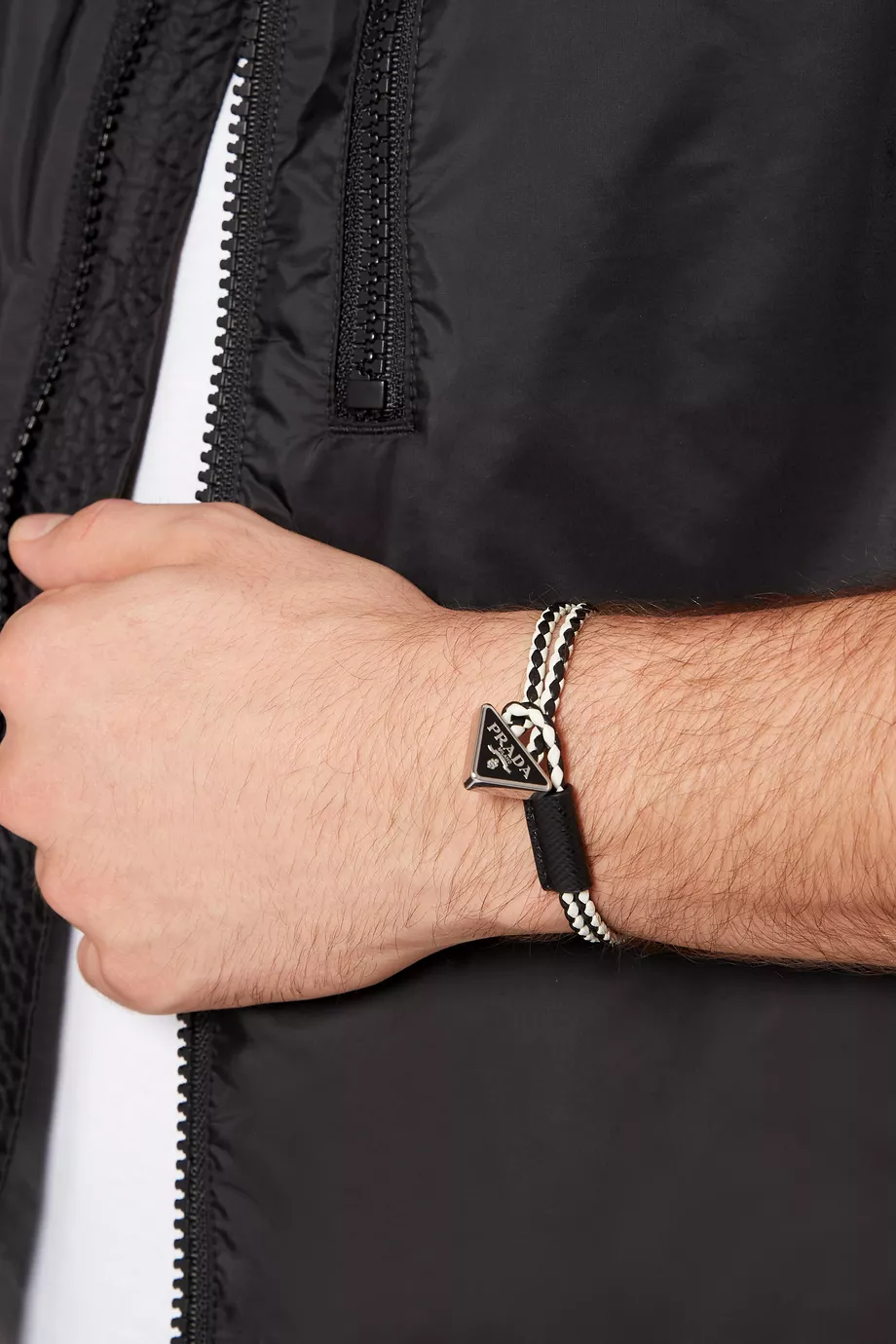 Prada mens leather bracelet best sale