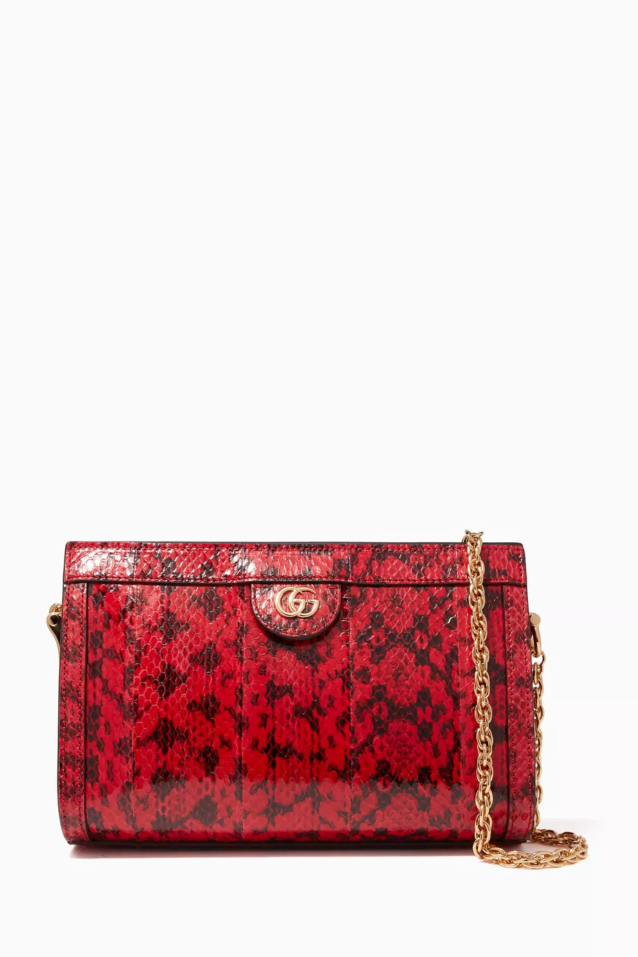 Buy Gucci Red Small Snakeskin Ophidia Shoulder Bag For Women
