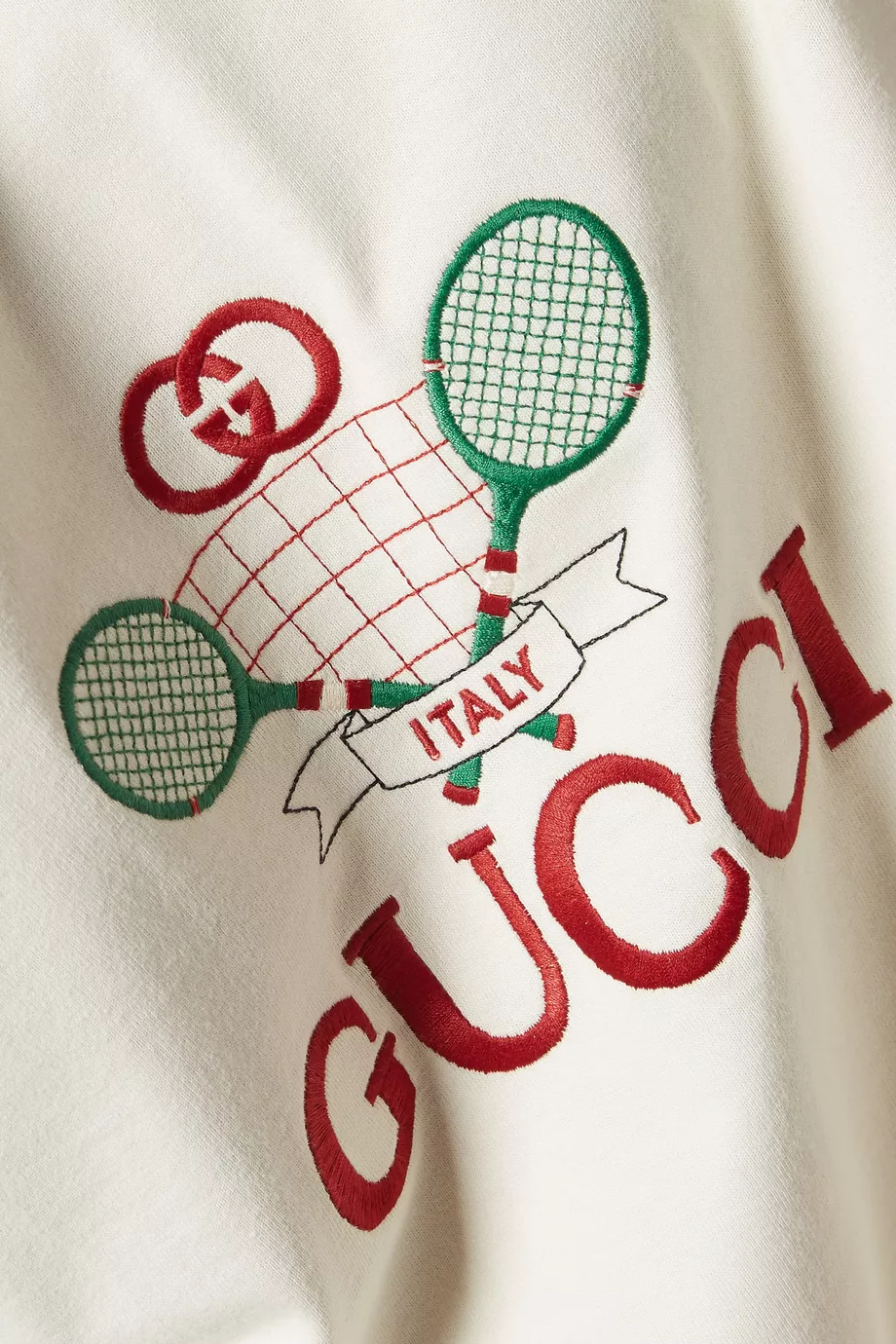 Buy Gucci Neutral Tennis Embroidered Oversized T Shirt For Men Online Ounass Saudi