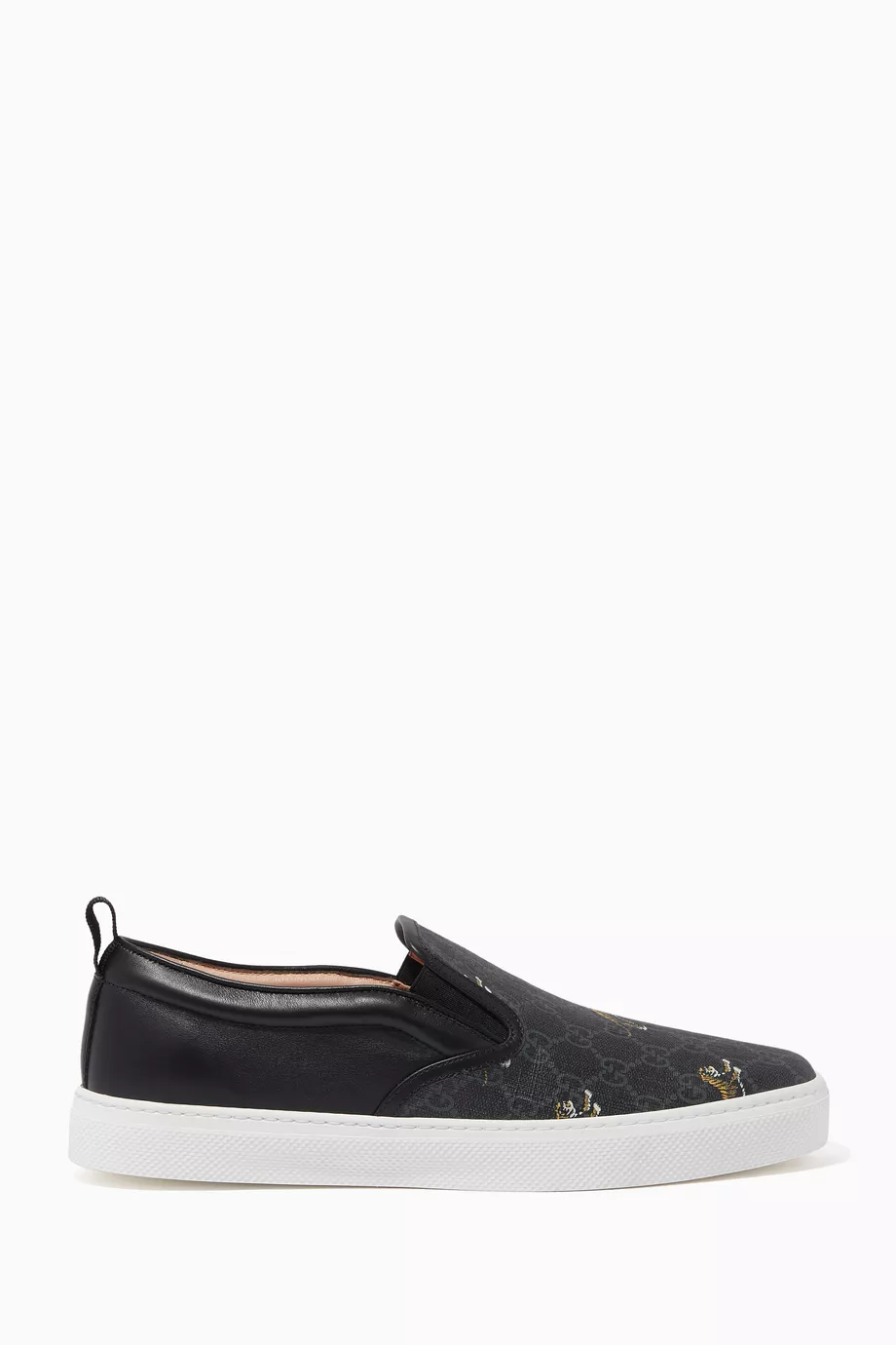 Buy Gucci Black Dublin Tiger-Print Slip-On Sneakers For Men Online