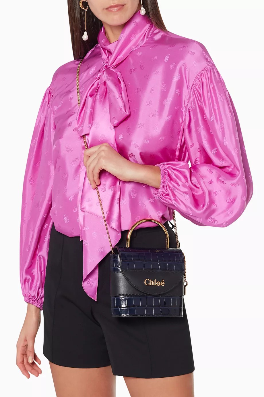 Buy Chloe Blue Small Aby Padlock Leather Bag For Women Online Ounass Saudi