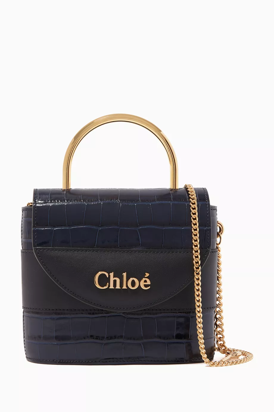 Buy Chloe Blue Small Aby Padlock Leather Bag For Women Online Ounass Saudi