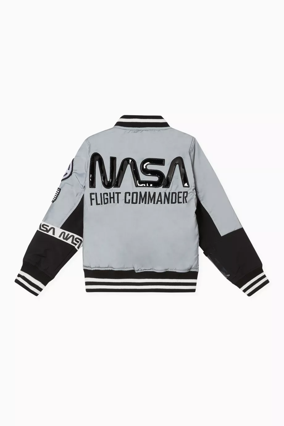 Buy Fabric Flavours Grey NASA Reflective Bomber Jacket For Boys