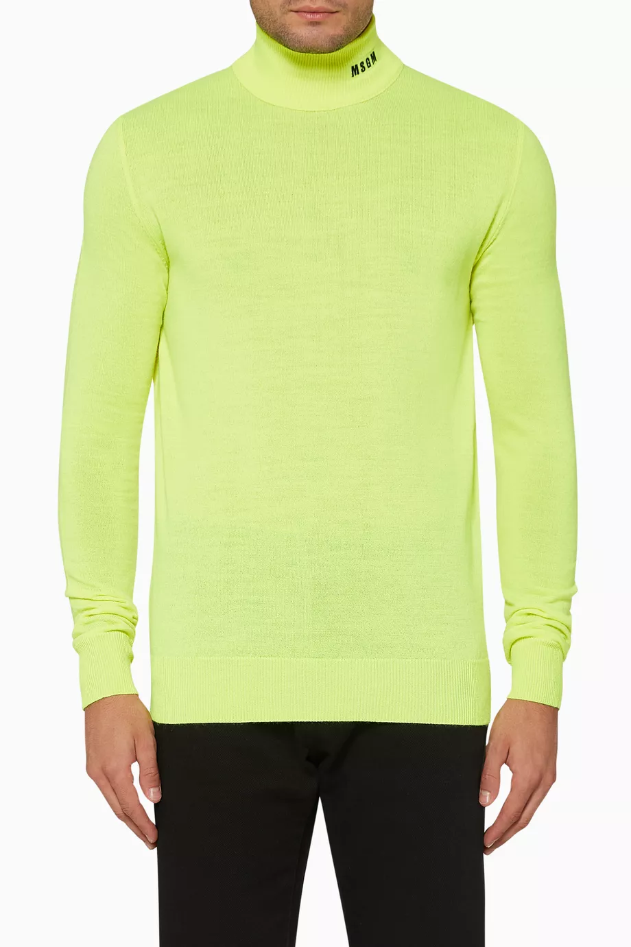 Buy MSGM Yellow Logo Embroidered Neon Turtleneck Top For Men Online Ounass Saudi