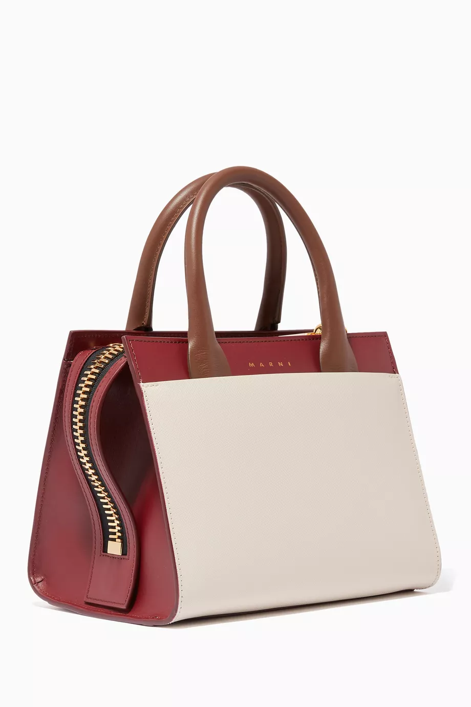 Buy Marni Red Law Three Tone Leather Top Handle Bag For Women Online Ounass Saudi