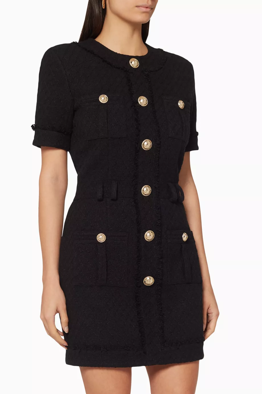 balmain black tweed dress Balmain Tweed Mini Dress