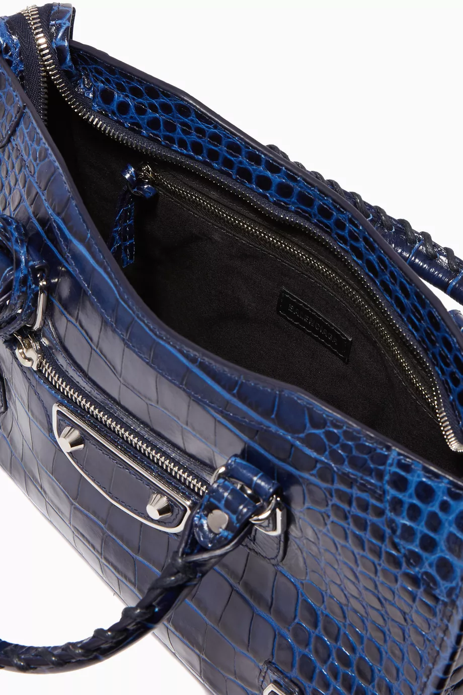 Buy Balenciaga Blue Small Crocodile-Embossed Classic