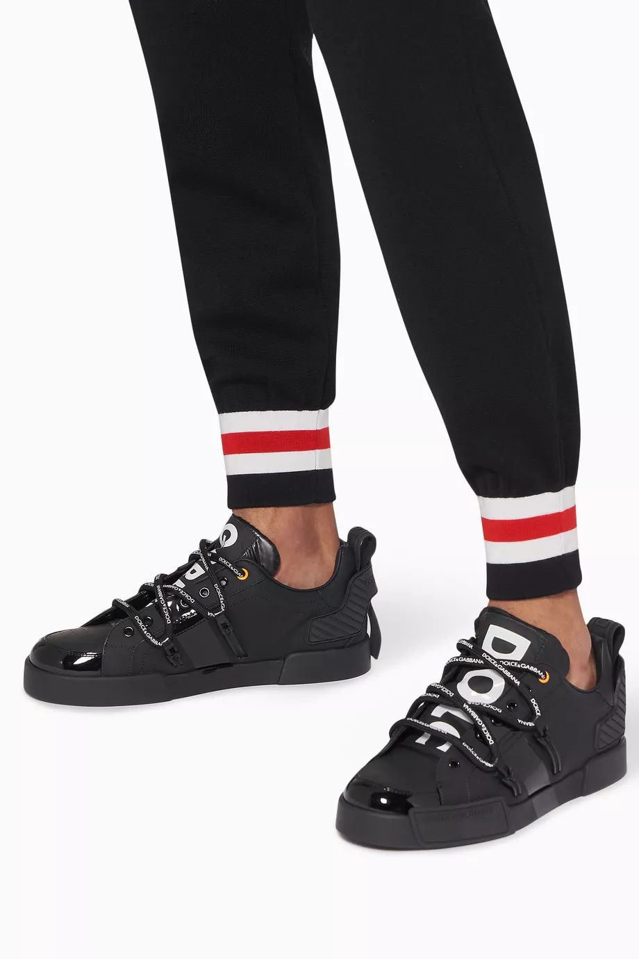 Buy Dolce Gabbana Black Portofino Leather Sneakers For Men Online Ounass Saudi