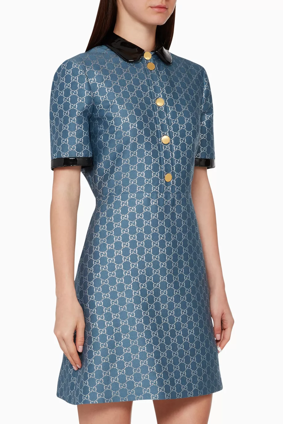 gucci dress blue Gucci Pale Blue Floral Silk Kris Knight Dress main image 1