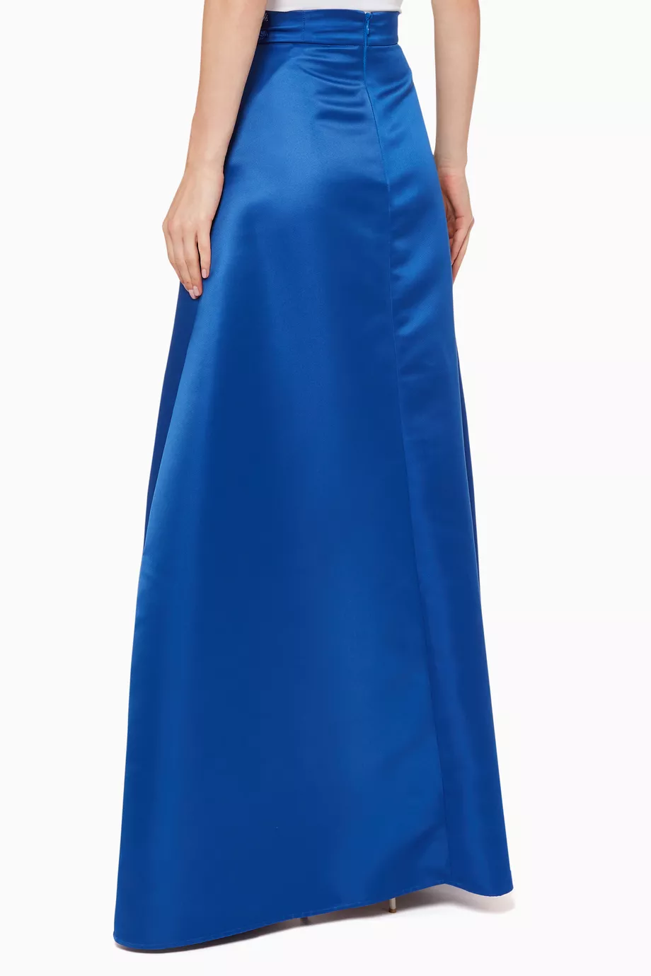 Buy Elisabetta Franchi Blue Duchess Satin Maxi Wrap Skirt For Women Online Ounass Saudi