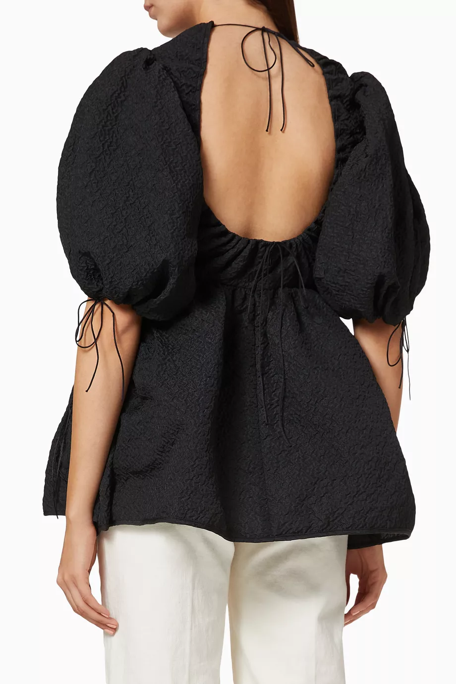 Buy Cecilie Bahnsen Black Lulu Peplum Top For Women Online 