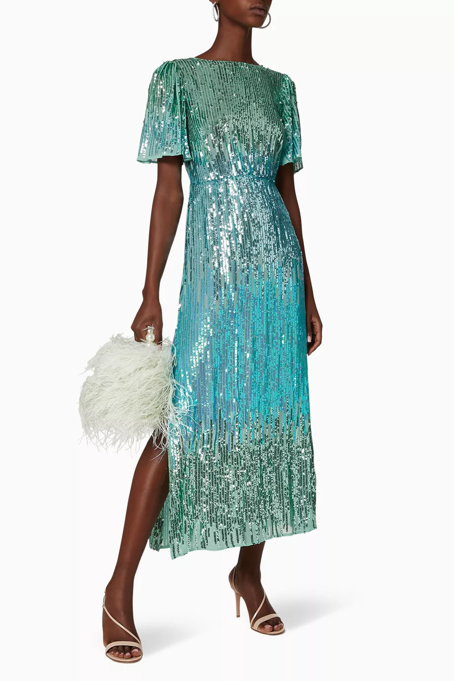 Buy RIXO Green Venus Dip Dye Sequin Dress For Women Online Ounass Saudi