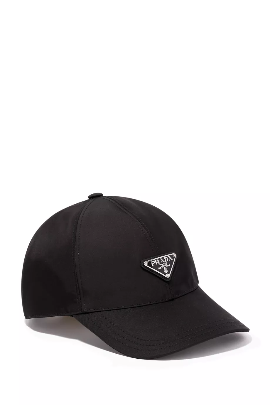 ★送料・関税込★PRADA★TRIANGLE LOGO RE-NYLON BALL CAP★ Buy Prada Black Triangle Metal Logo Cap in Nylon For Women