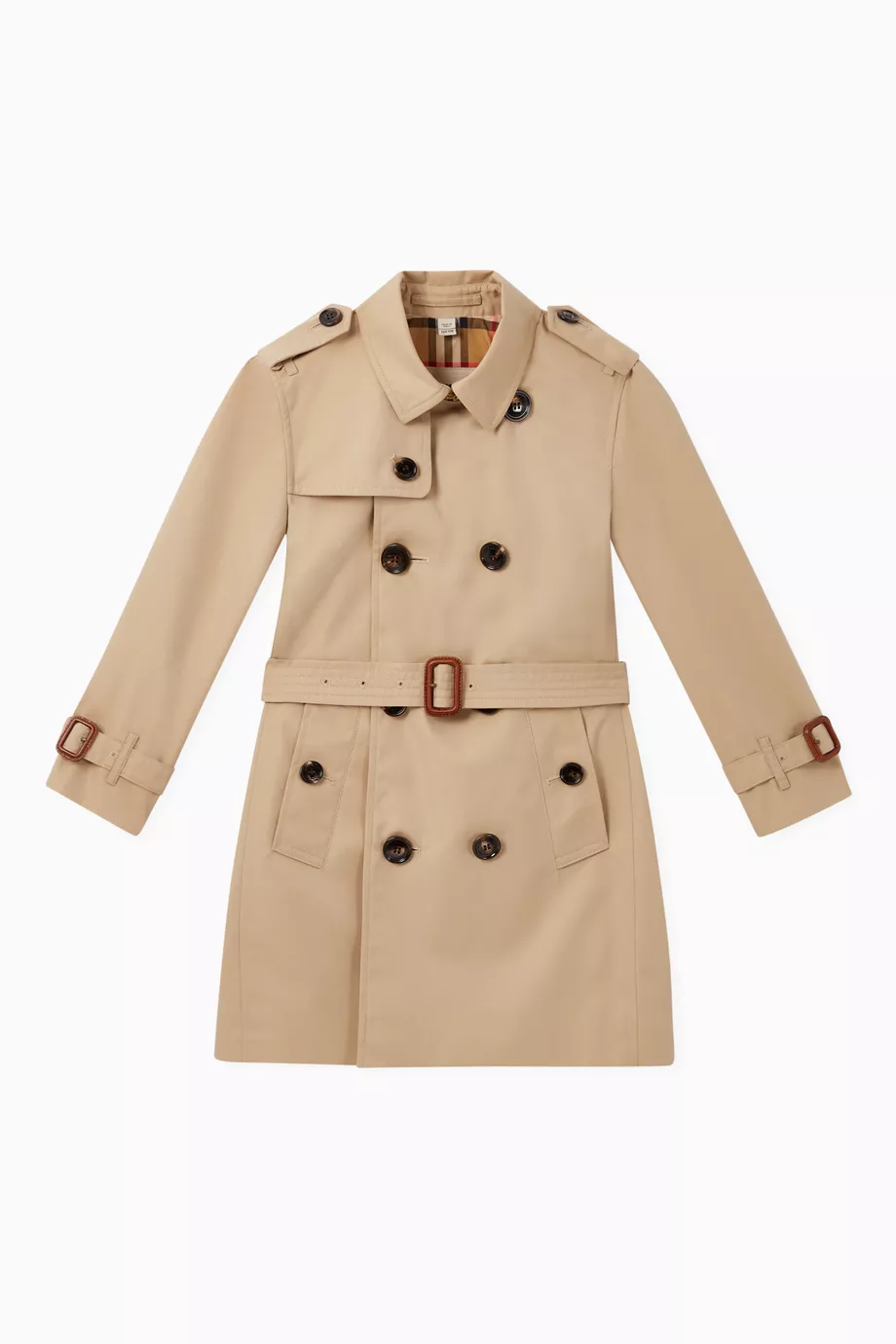 Buy Burberry Neutral Cotton Gabardine Trench Coat For Girls Online Ounass Saudi