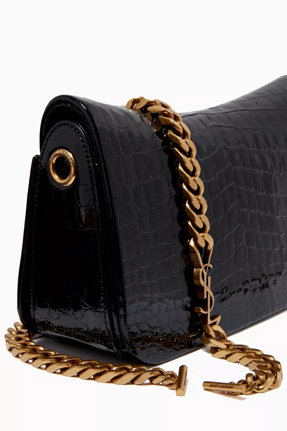 Buy SAINT LAURENT Black Elise Shoulder Bag in Alligator Embossed Patent Leather For Women Online Ounass Saudi