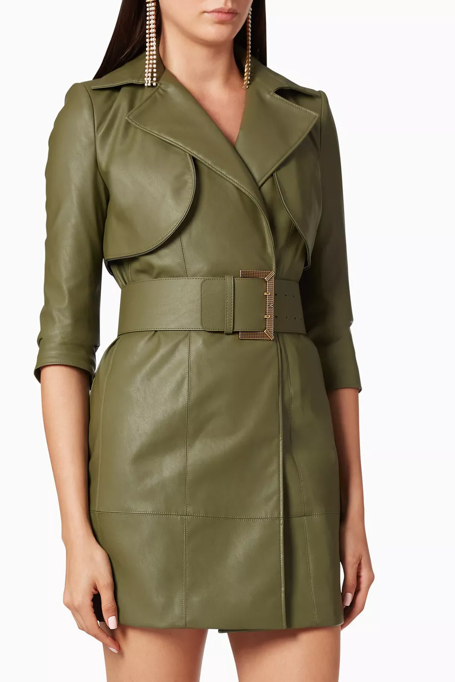 Buy Elisabetta Franchi Green Faux Leather Coat Dress For Women Online |  Ounass Saudi