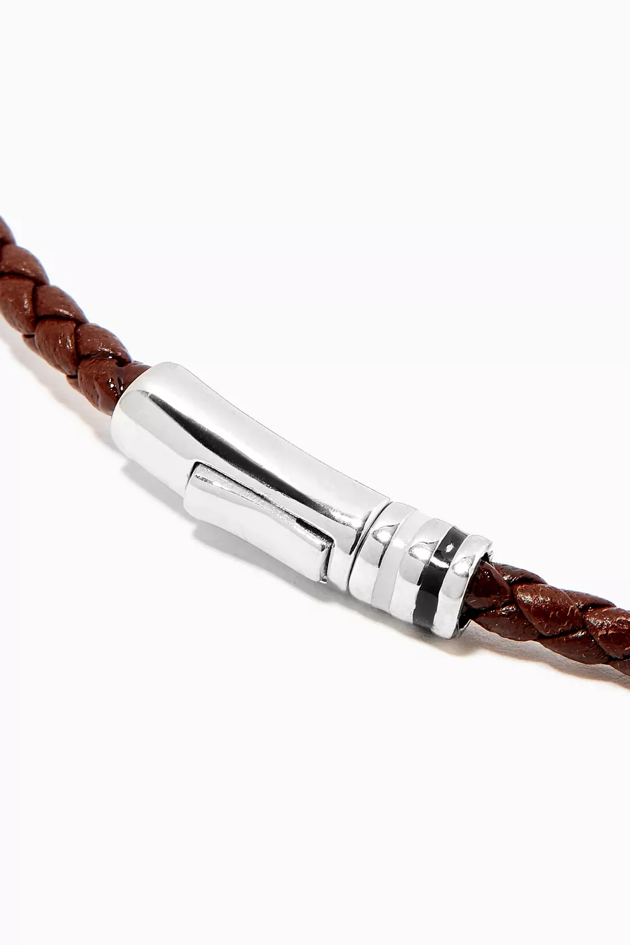 Buy Miansai Brown Juno Leather Bracelet in Sterling Silver For Men
