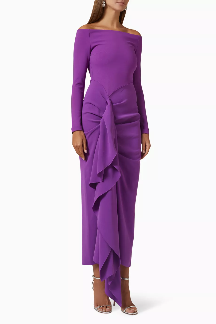 国内発| SOLACE LONDON ドレープサッシュ ドレス Midaxi Dress Buy Solace London Purple Lotus Ruffle Knot Midaxi Dress For