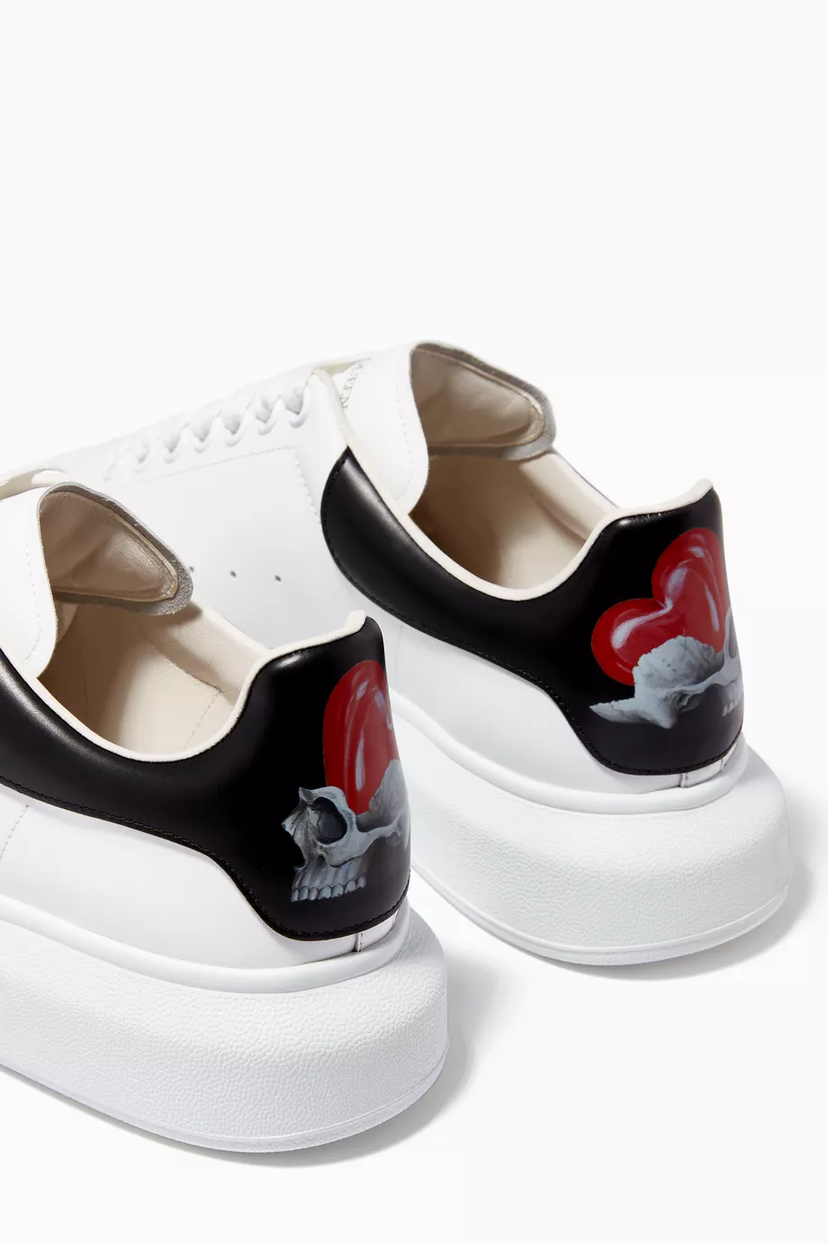 Buy Alexander McQueen White Oversized Sneakers with Heart Skull Motif in Leather For Women Online Ounass Saudi