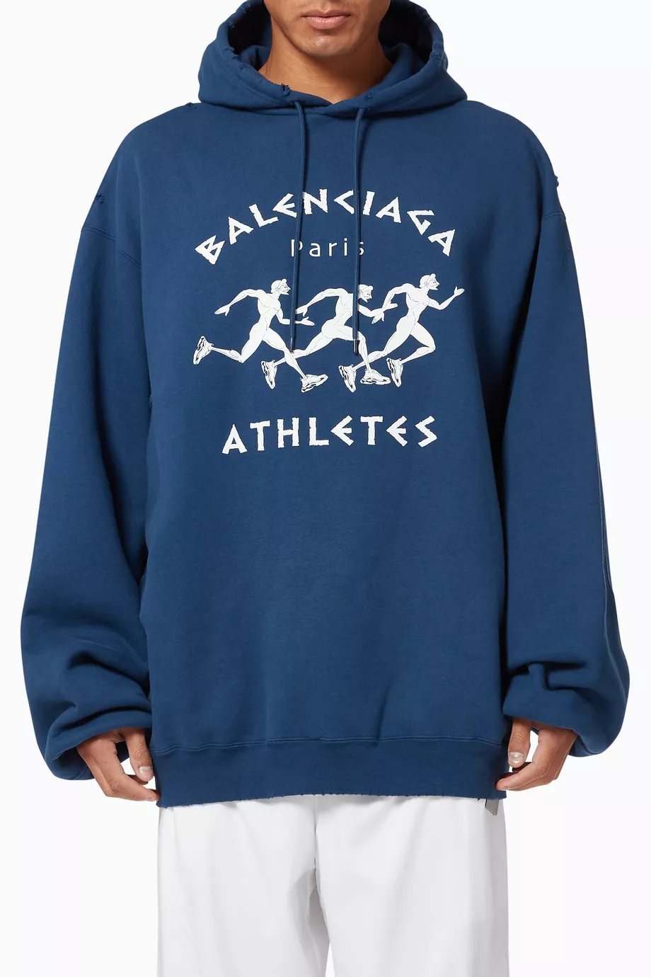 Buy Balenciaga Blue Marathon Sport Oversized Hoodie in Organic Curly Fleece For Men Online Ounass Saudi