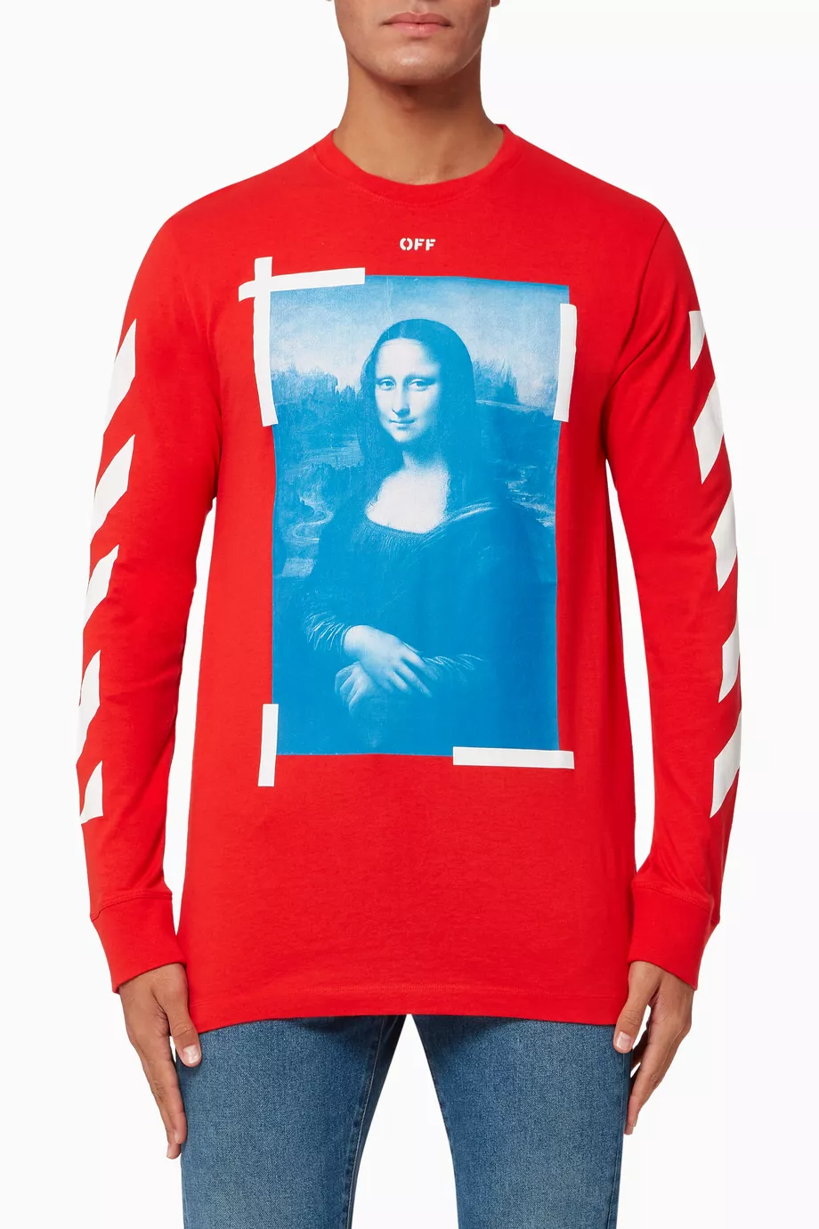 Buy Off White Red Mona Lisa Long Sleeve Cotton T Shirt For Men Online Ounass Saudi