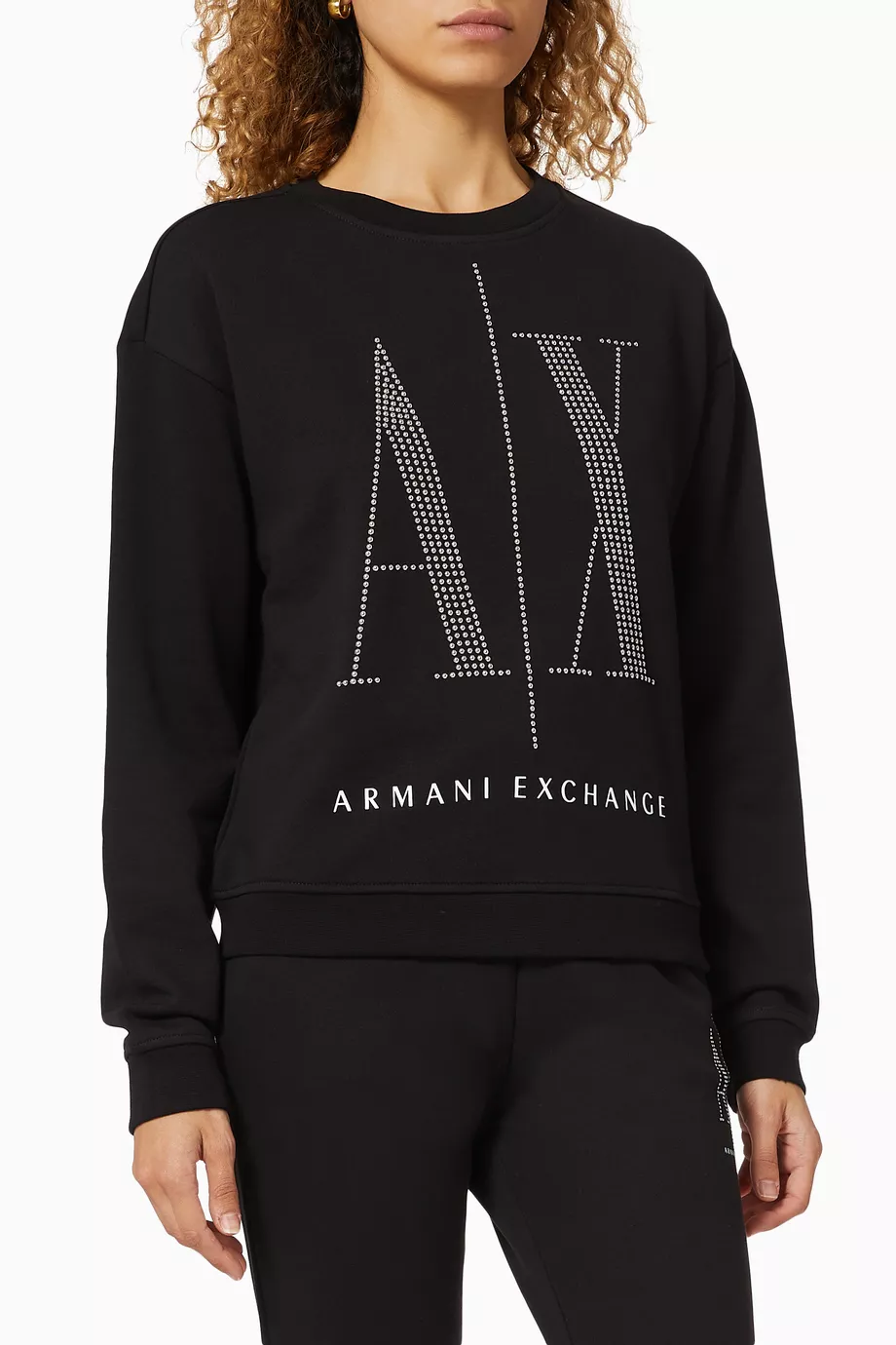Buy Armani Exchange Black Icon Logo Cotton Sweatshirt For Women Online Ounass Saudi
