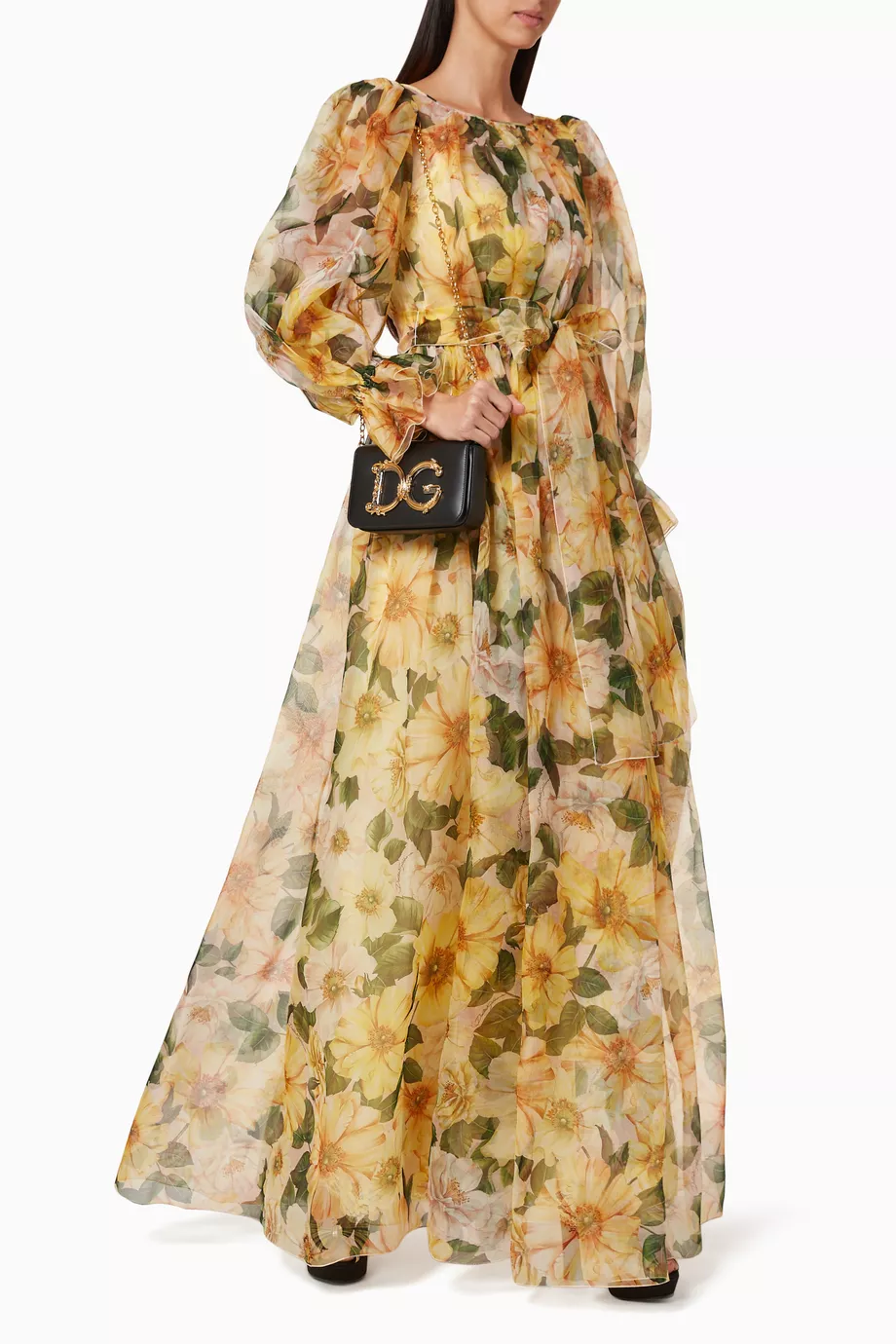 Buy Dolce & Gabbana Yellow Floral Silk Organza Maxi Dress For Women Online  | Ounass Saudi