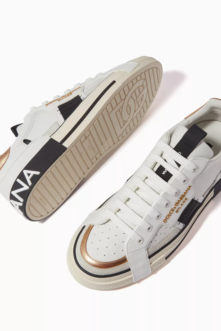 Buy Dolce Gabbana White Custom Sneakers in Leather For
