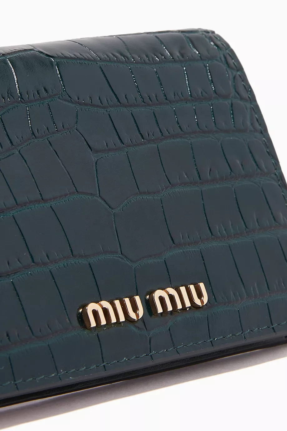 miu miu compact leather wallet クロコダイル MIU MIU PATENT CROCODILE EMBOSSED LEATHER WALLET - My Luxury