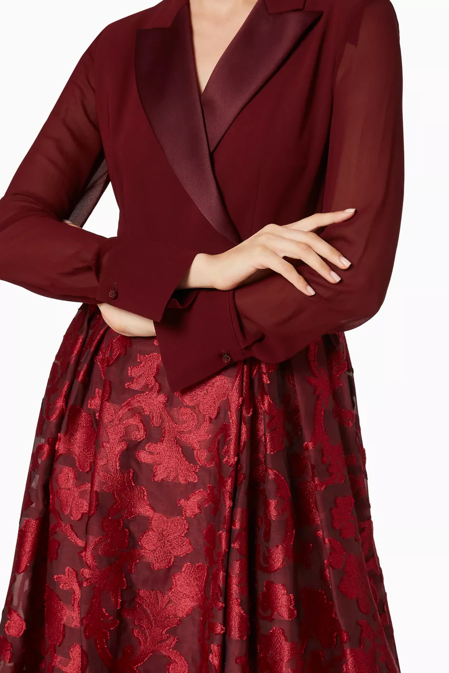 Buy Max Mara Burgundy Luppolo Silk Georgette Dress For Women Online Ounass Saudi