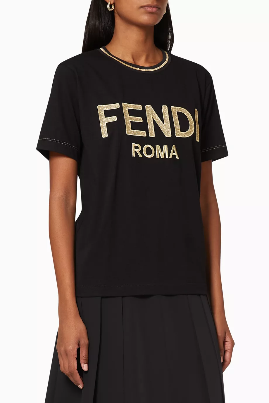 Buy Fendi Black FENDI ROMA Jersey T Shirt For Women Online Ounass Saudi