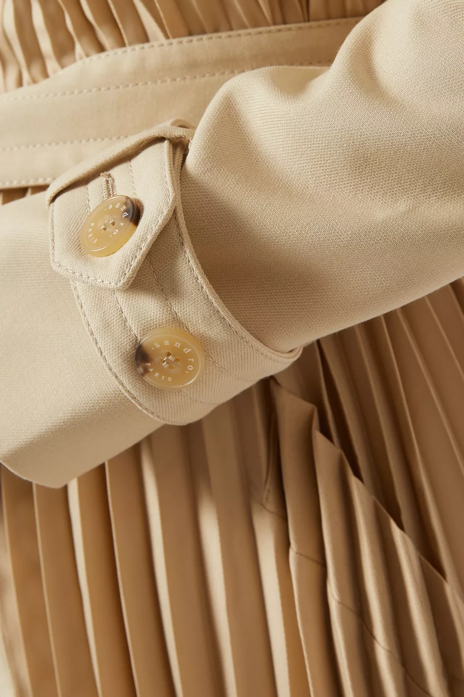Buy SANDRO Neutral Vino Pleated Trench Coat For Women Online