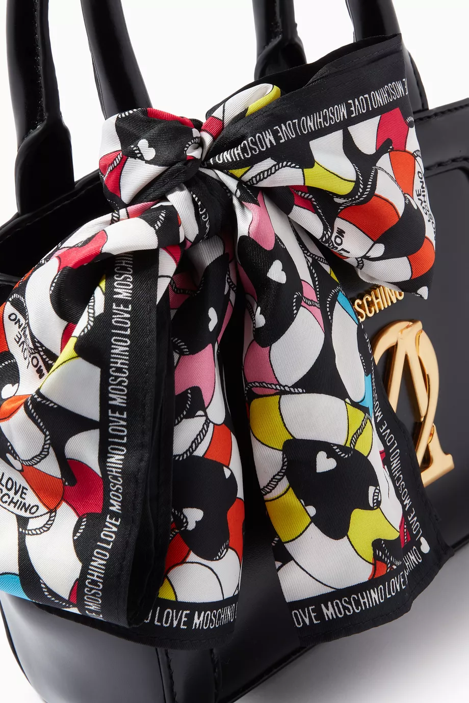 Buy Love Moschino Black Mini Top Handle Bag with Foulard Scarf in Faux Leather For Women Online Ounass Saudi