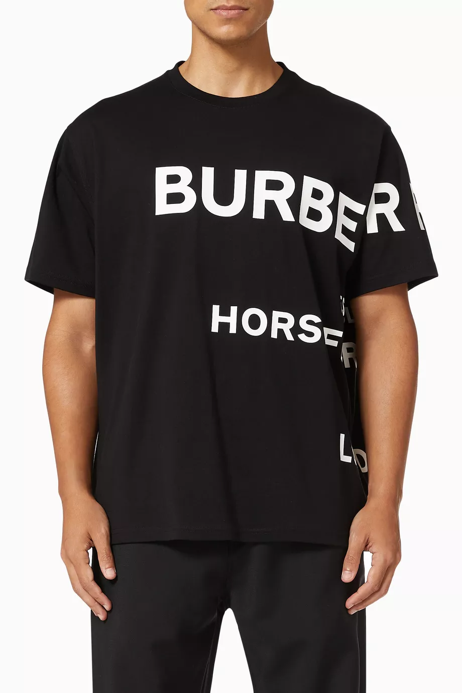 Buy Burberry Black Horseferry Print Oversized T shirt in Cotton For Men Online Ounass Saudi