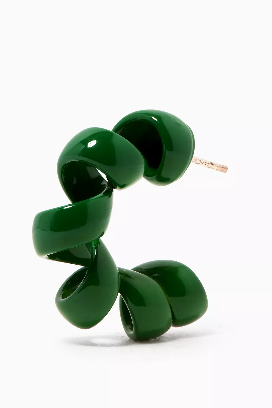 Buy Bottega Veneta Green Coiled Hoop Earrings in Enamelled