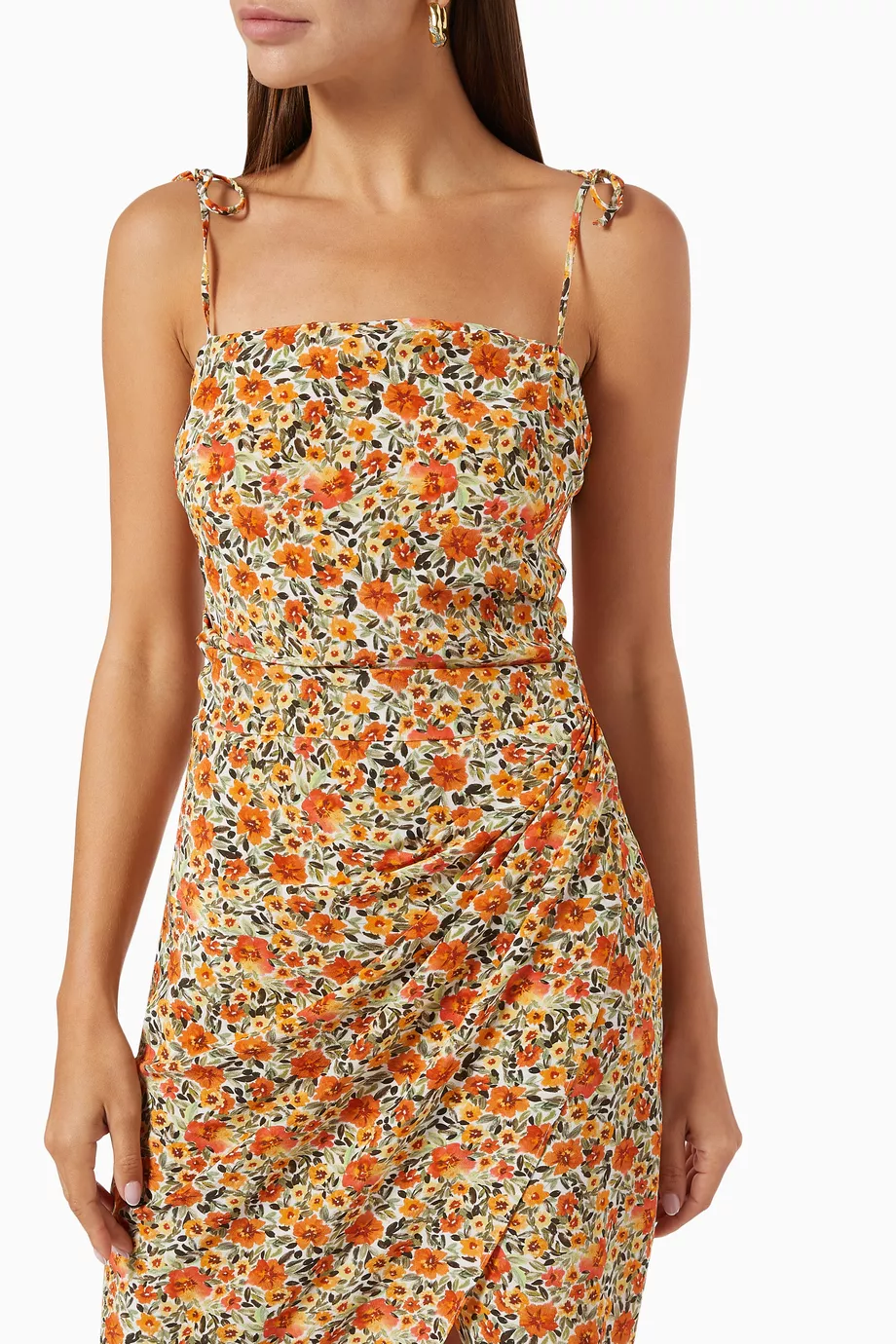 Buy Bec Bridge Multicolour Wild Poppies Midi Dress in Silk For