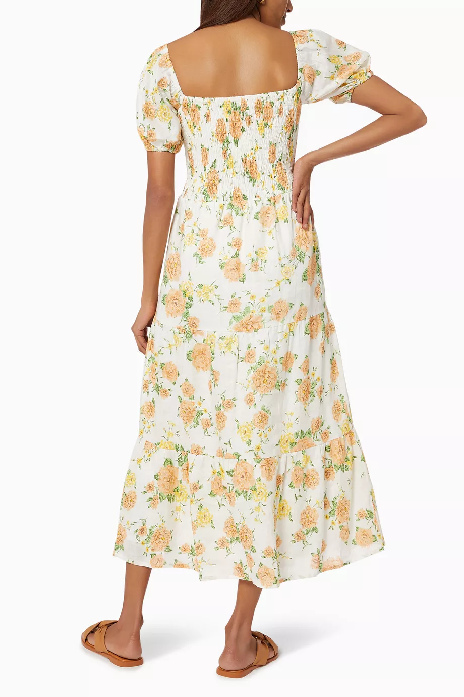Buy Faithfull The Brand Orange Philippa Midi Dress in Linen For Women  Online | Ounass Saudi