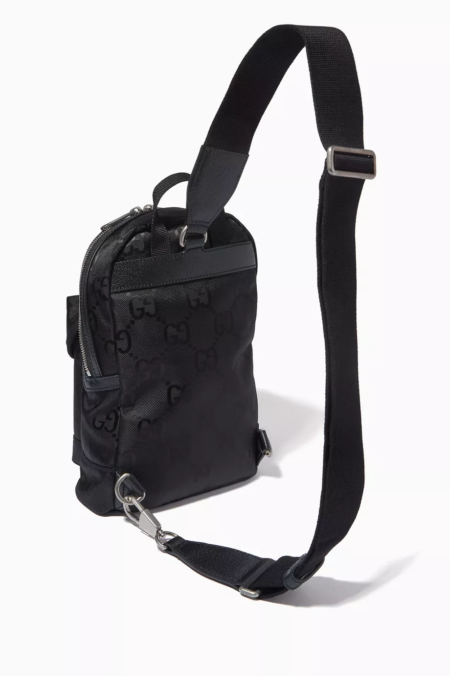 【GUCCI 】GG Logo Off The Grid Sling Bag BLACK Buy Gucci Black Off The Grid Sling Backpack in GG Nylon For