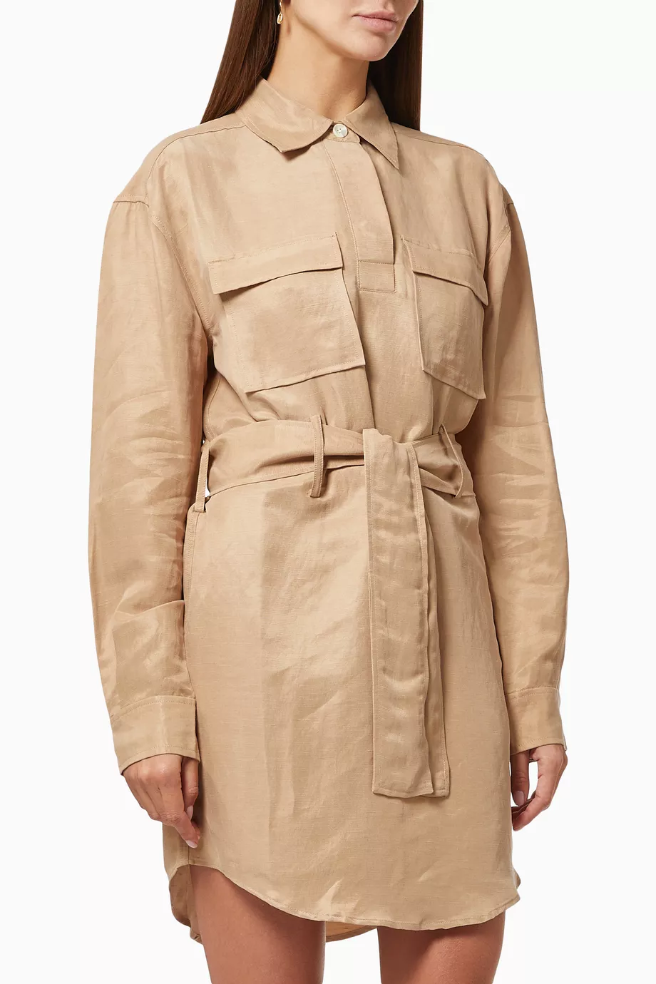 Buy Third Form Neutral Street Smart Shirt Dress in Linen Blend For Women Online Ounass Saudi