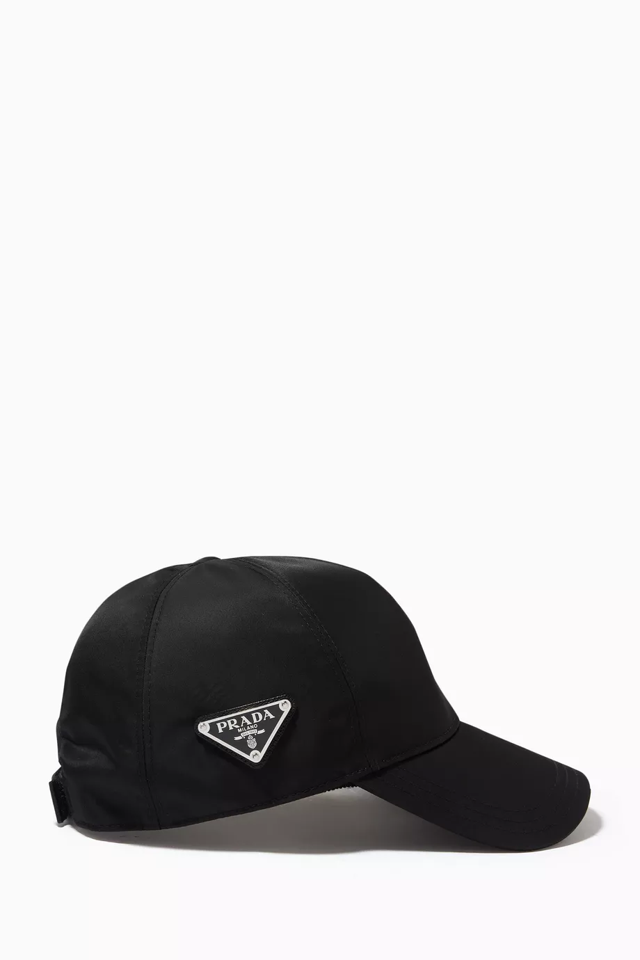 Buy Prada Black Triangle Logo Baseball Cap in Re-Nylon For