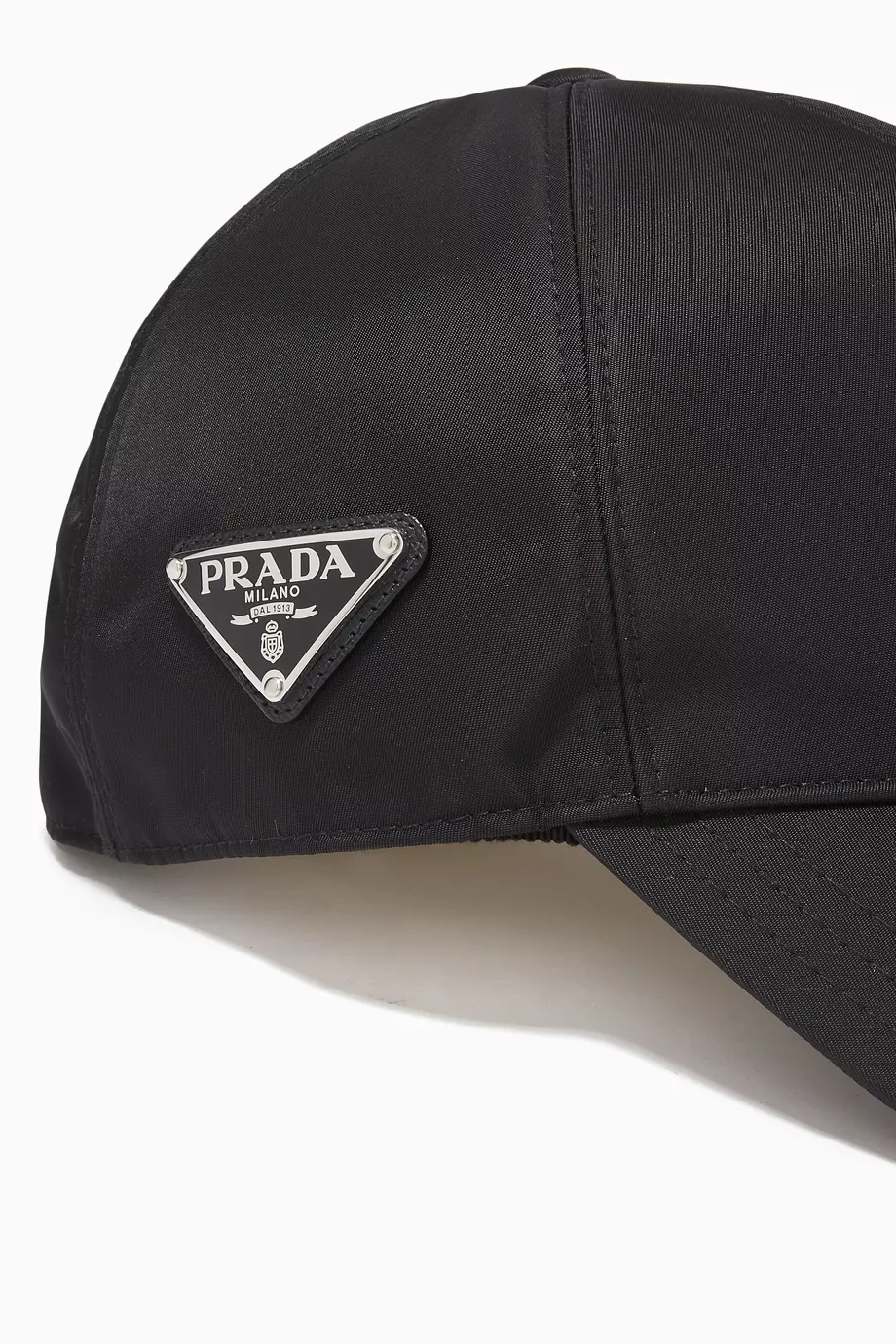 Buy Prada Black Triangle Logo Baseball Cap in Re-Nylon For