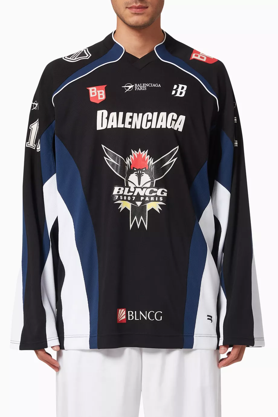 トップス BALENCIAGA Soccer Hockey Game Shirt Buy Balenciaga Black Hockey T-shirt in Sporty Mesh Jersey For Men