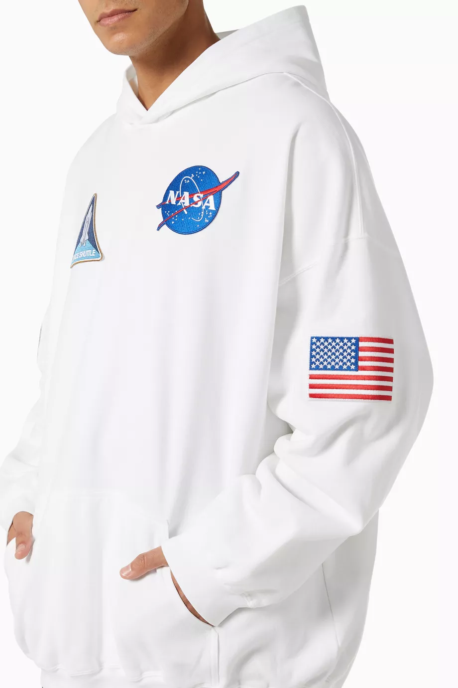 Buy Balenciaga White Nasa Space Hoodie in Cotton Fleece For Men Online Ounass Saudi
