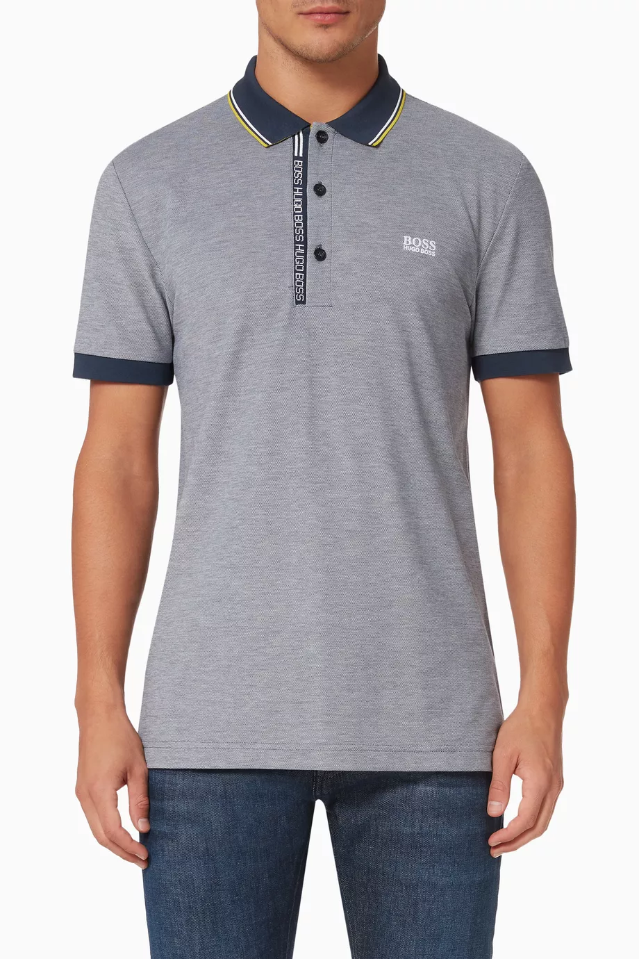 Buy BOSS Blue Paule 4 Polo Shirt in Pima Cotton Pique For Men Online Ounass Saudi