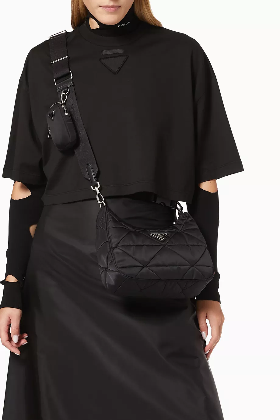 Buy Prada Black Triangle Logo Shoulder Bag in Quilted Padded Nylon For Women Online Ounass Saudi