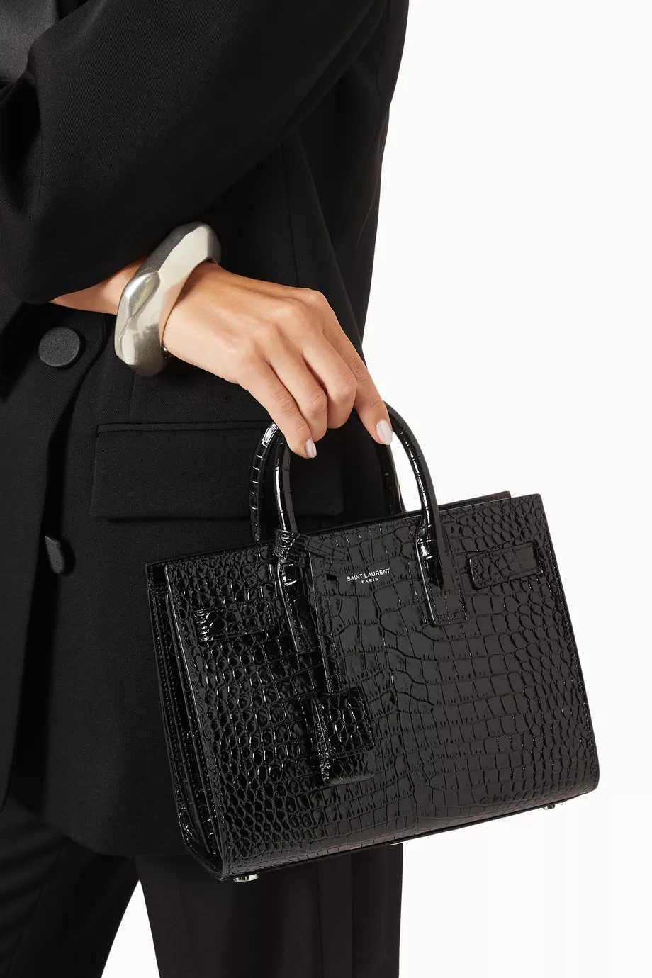 Buy SAINT LAURENT Black Nano Classic Sac de Jour in Croc embossed Shiny Leather For Women Online Ounass Saudi