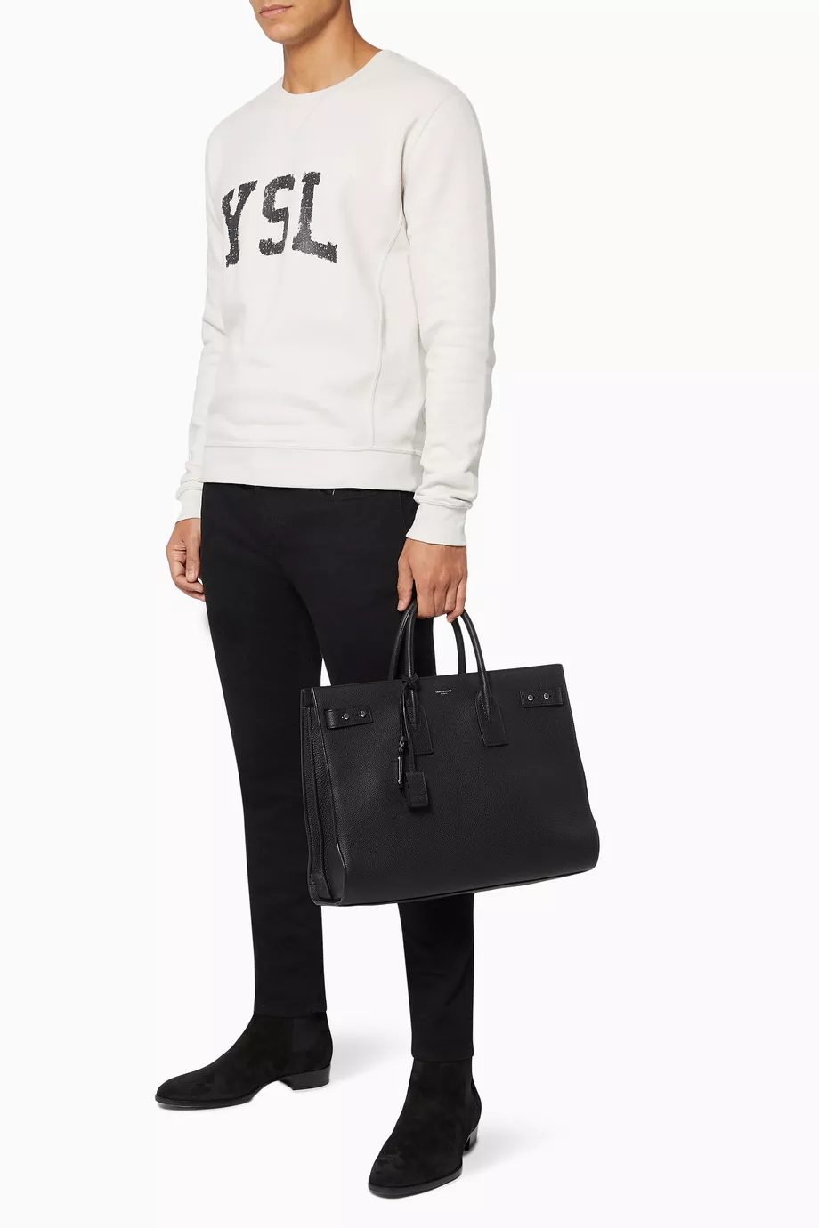 Buy SAINT LAURENT Black Large Thin Sac De Jour in Grained Leather For Men Online Ounass Saudi