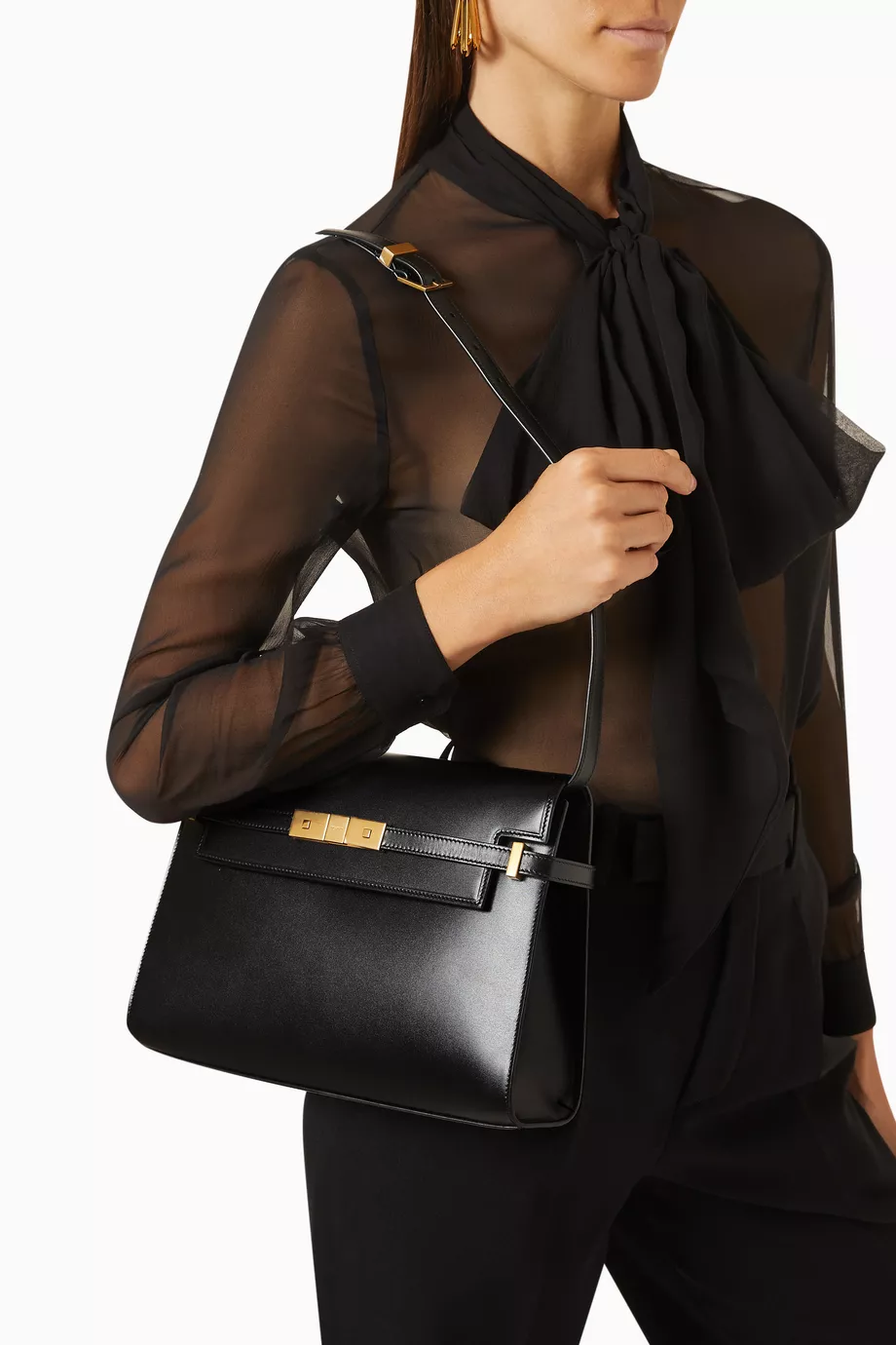 Buy SAINT LAURENT Black Manhattan Shoulder Bag in Box SAINT LAURENT Leather For Women Online Ounass Saudi