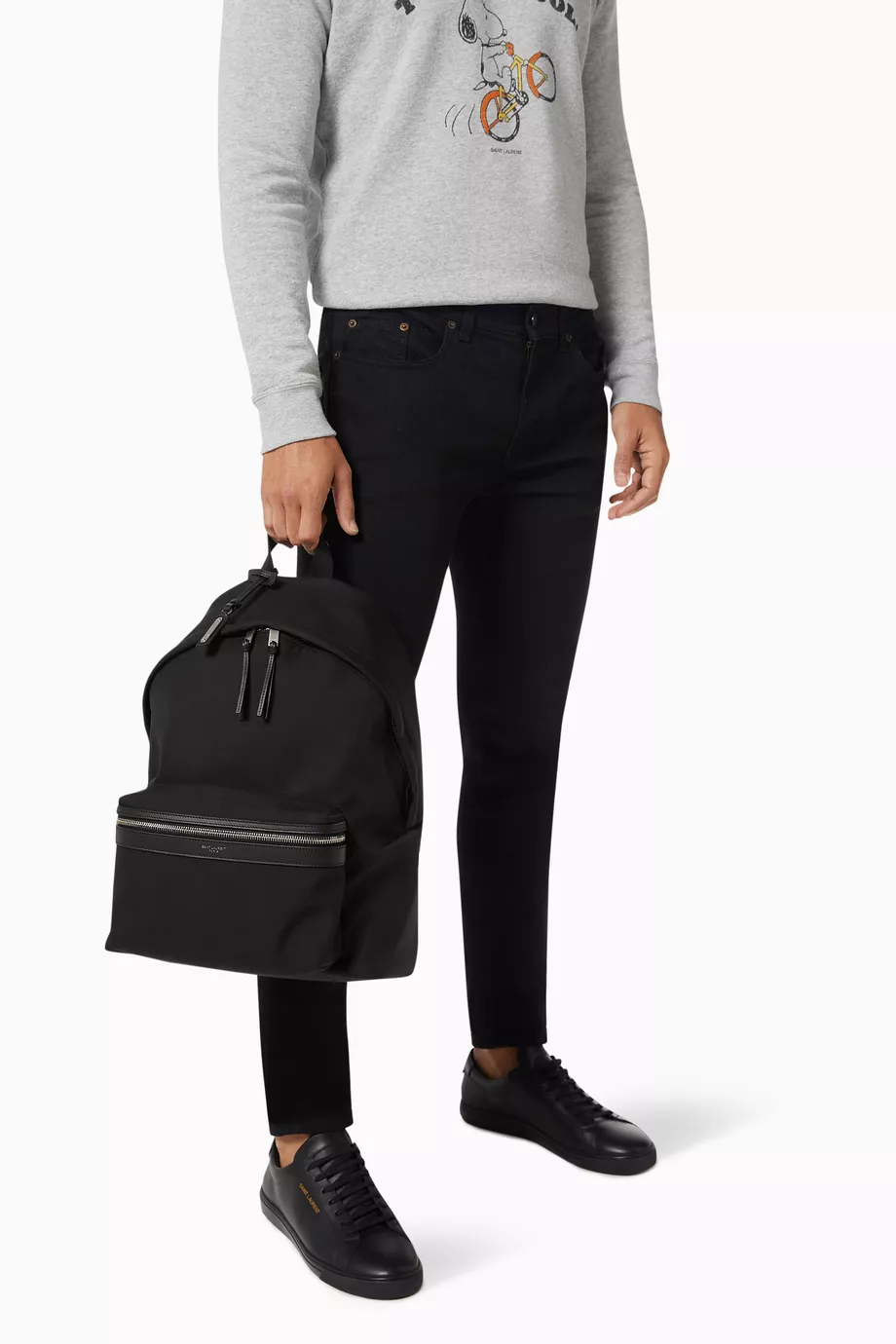 Buy SAINT LAURENT Black City Backpack in Nylon Canvas